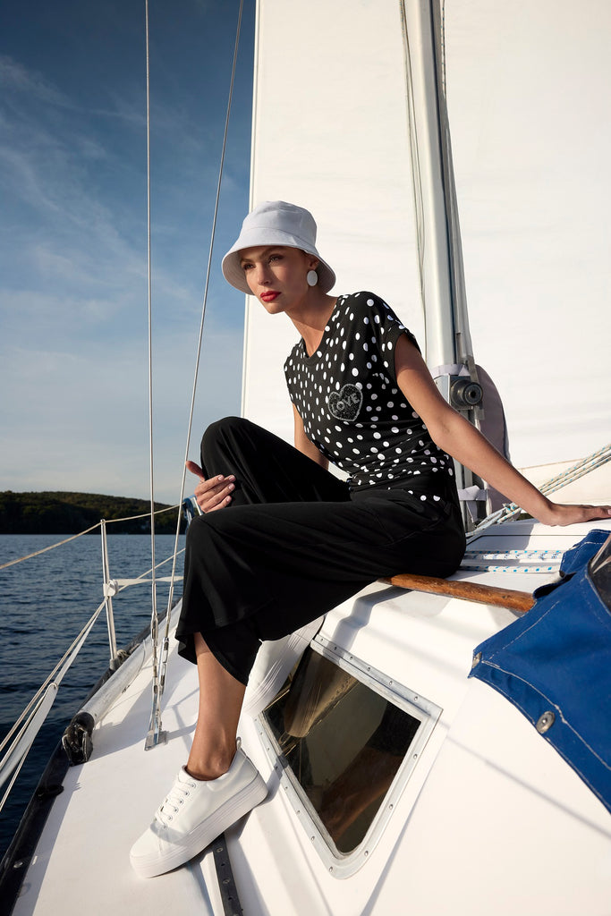 Black cropped jersey culotte pant