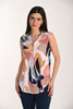 Blush black abstract print sleeveless tunic with embellished zipper front
