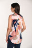 Blush black abstract print sleeveless tunic with embellished zipper front