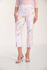 Blush floral woven knit crop pant with pull on waistband