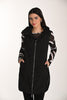 Black Microfibre Tunic Vest With Embellished 2 Way Zip Front