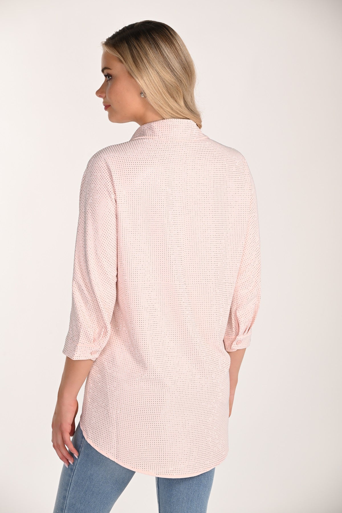 Striking Sequin Relaxed Knit Blouse In Flattering Silhouette Style 266514