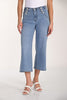 Light denim was wide leg crop jeans with sequin button detail