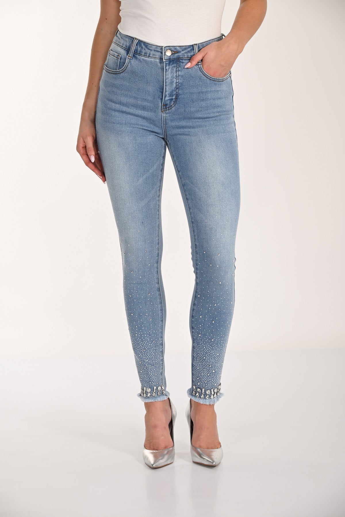 Crystal Stone Detail Jeans Style 266528