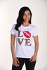 White cotton t-shirt with front love lips print detail