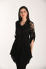 Frank Lyman Black Sheer embroidered tunic blouse