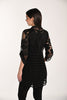Frank Lyman Black Sheer embroidered tunic blouse