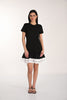 Black white t shirt dress with ruffled hem