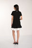 Black white t shirt dress with ruffled hem