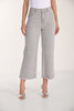 Grey wide leg cropped jeans with frayed hem and sequin front