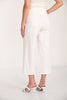 Off white cotton wide leg cropped jeans with side button detail