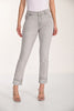 Grey skinny cropped jeans with silver embellished hem