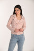 Striking  all over sequin moto jacket in blush