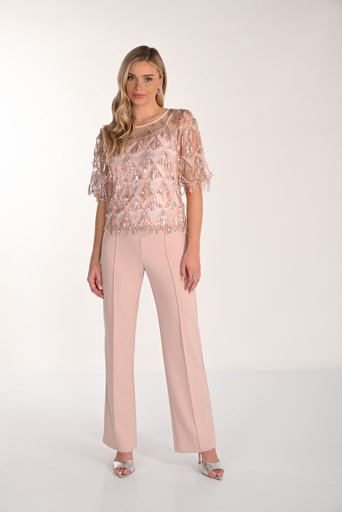 Pink Lined Pull On Evening Pant