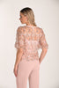Elegant Blush Sequin Fringed 2 Piece Evening Top