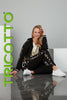 Tricotto Black relaxed cotton knit jogging jacket with front print and sequin detail