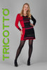 Tricotto red black knit sweater dress with front print and sequin detail