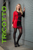 Tricotto red black knit sweater dress with front print and sequin detail