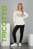 Tricotto Off white sweater with sequin fashion print detail on front