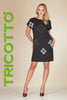 Tricotto Little Black Dress With Front Silver Gold Sequin Detail