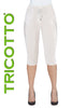 Tricotto White Capris with sequin and fashion print detail
