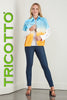 Tricotto Novelty Jacket with print detail in yellow blue
