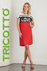Tricotto Red Sequin Love Print Dress