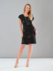Black Knit Dress With Front Silver Sequin Detail