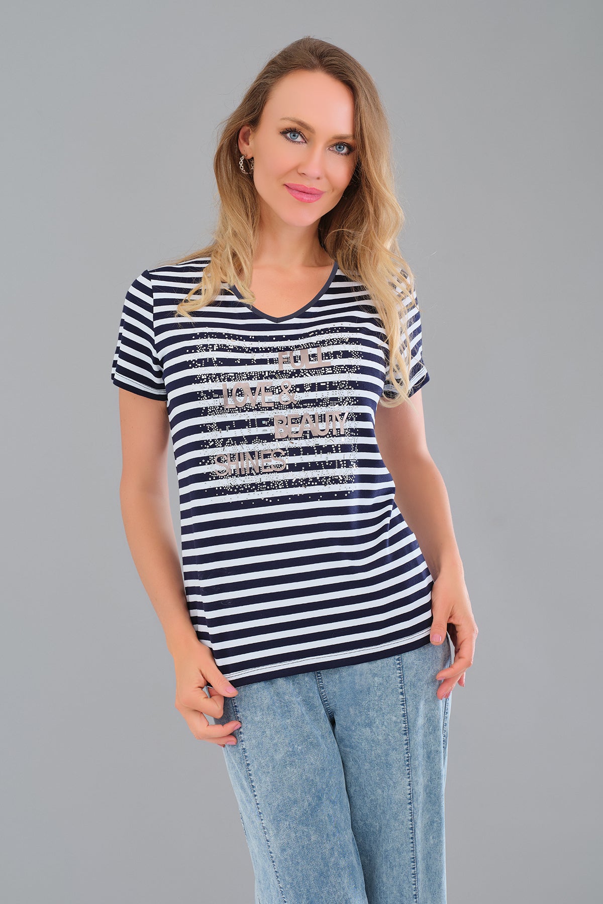 Knit T-shirt with Sequin Front. Tricotto Style 56172