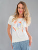 Stretch knit t-shirt with front sequin print detail
