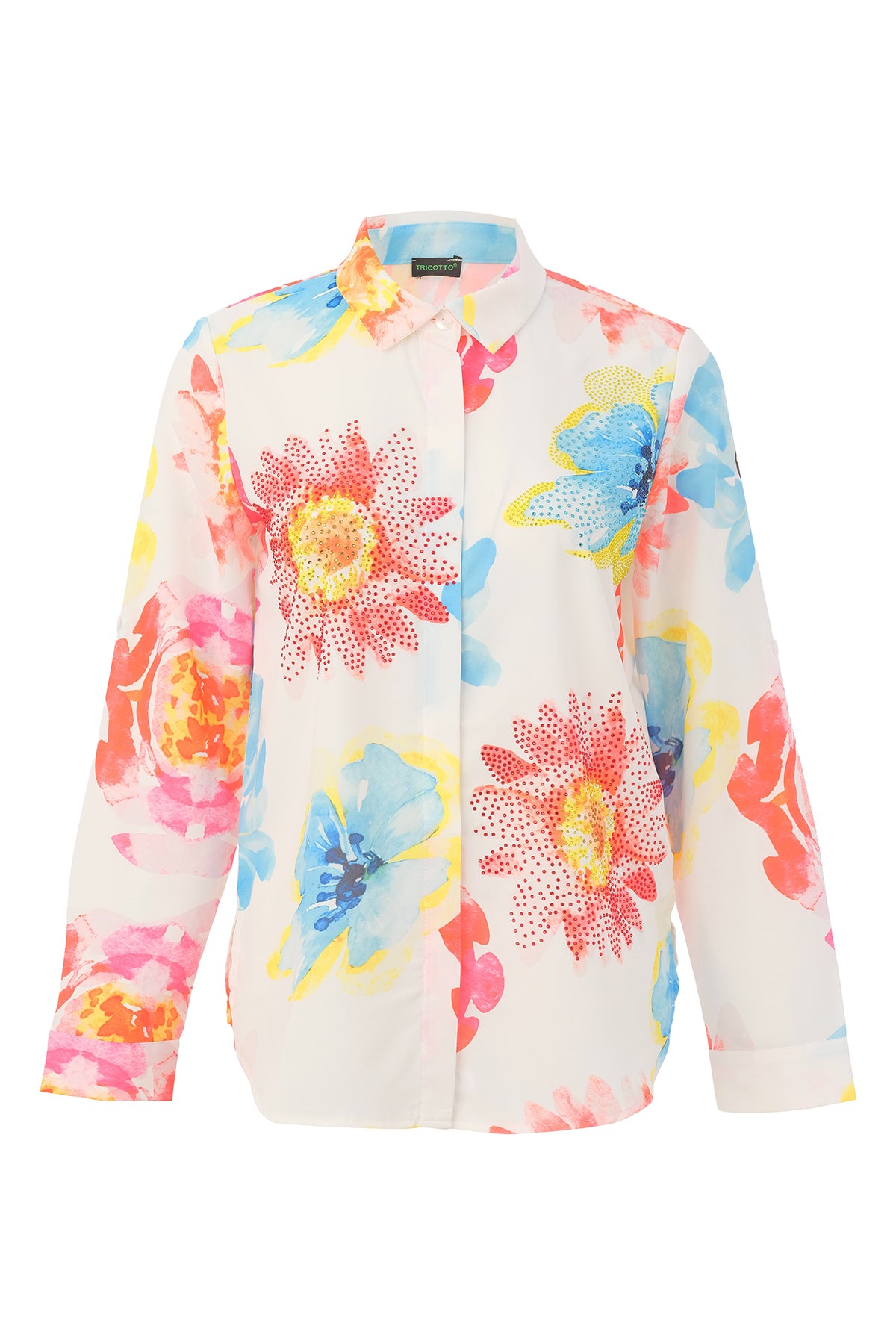 Silky knit blouse in bright vivid colors