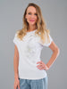 White t-shirt with front silver sequin detail