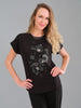 Black Stretch T-shirt With Front Pearl Sequin Detail