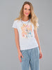 White t-shirt with front textured knit floral print