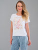 White T-shirt with front floral print detail