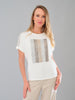 Premium Sequin Knit T-shirt In Off white With Sheer Accent Detail