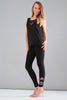 Black pull on leggings with hem sequin cut out detail