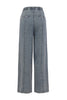 Blue denim wide-leg pants on a white background