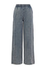 Blue denim wide-leg pants on a white background