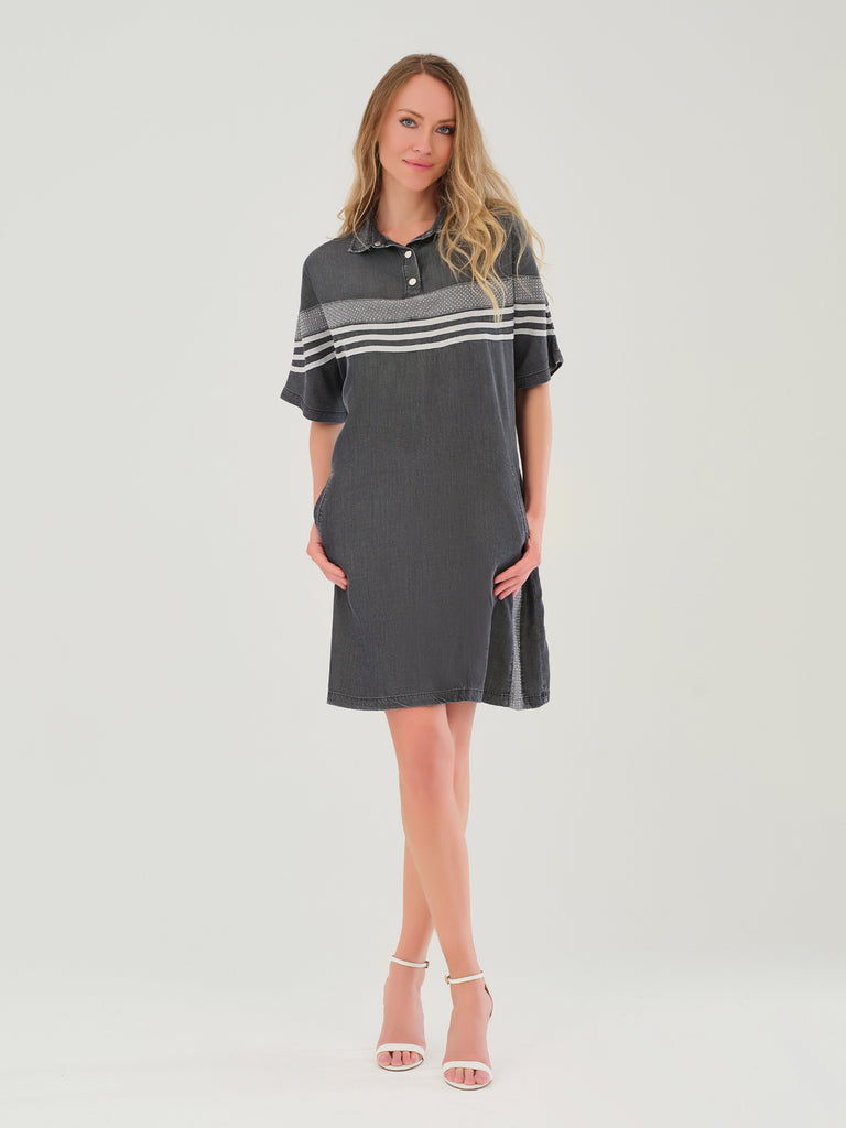 Robe Tricot Pailleté Tencel Gris. Tricotto Style 56352
