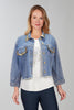 Short jean jacket with gold accent detail