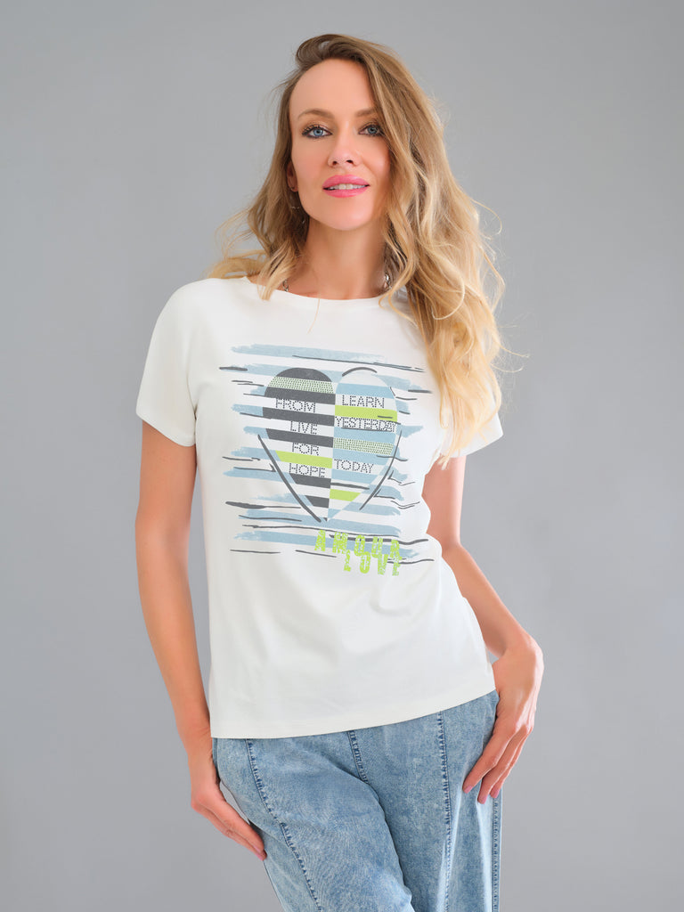 Stretch Knit T-shirt With Front Sequin Detail