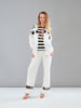 Textured Knit Palazzo Pant with Sequin Sheer Hem. Tricotto Style 56346