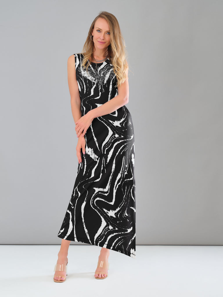 Black white maxi dress with sequin detail