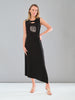 Black maxi dress with front sequin print detail