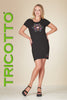 Tricotto Black Dress With Sequin Love Print