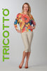 Tricotto Floral Knit Sweater In Coral Print.