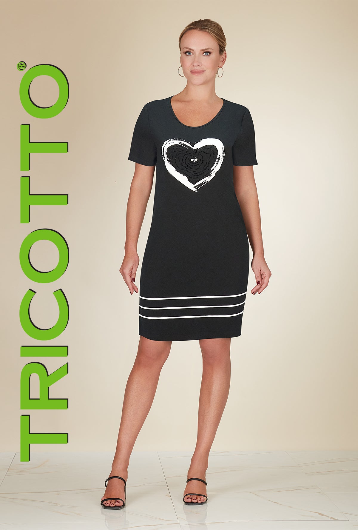 Tricotto Black-white Heart Print Dress