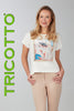 Tricotto Off white textured knit t-shirt with front floral print detail