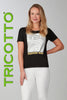 Tricotto Black t-shirt with front sequin fashion print details